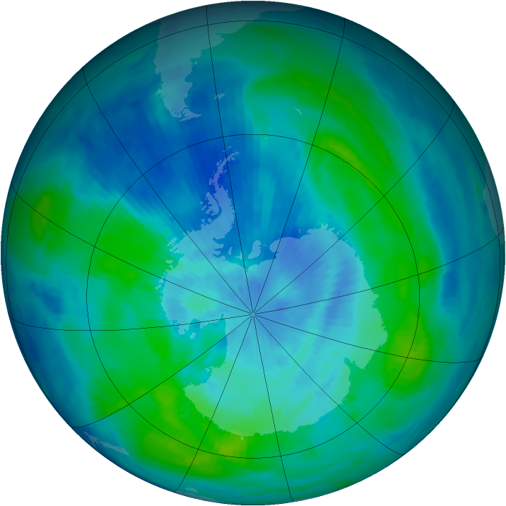 Antarctic ozone map for 15 March 1997